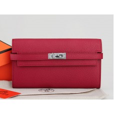 Hermes Dogon Togo Oryginalny skórzany portfel Kelly Long Wallet Burgundy