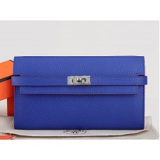 Hermes Dogon Togo Oryginalny skórzany portfel Kelly Long Wallet Electric Blue