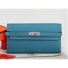 Hermes Dogon Togo Oryginalny skórzany portfel Kelly Long Wallet Medium Blue