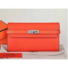 Hermes Epsom Original Calfskikin Kelly Długi Portfel Pomarańczowy
