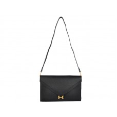 Hermes Pilot Envelope Clutch Black ze złotymi okuciami