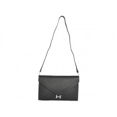 Hermes Pilot Envelope Clutch Black ze srebrnymi okuciami