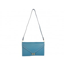 Hermes Pilot Envelope Clutch Blue ze złotymi okuciami