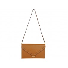Hermes Pilot Envelope Clutch Camel ze złotymi okuciami
