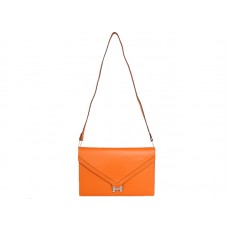 Hermes Pilot Envelope Clutch Orange ze srebrnymi okuciami