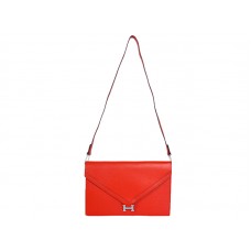 Hermes Pilot Envelope Clutch Red ze srebrnymi okuciami