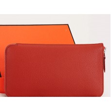 Portfel Hermes z zamkiem błyskawicznym, oryginalny, z cielęcej skóry Epsom w kolorze brązowym