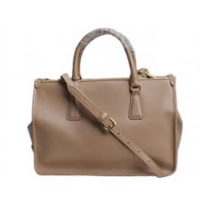 Prada Saffiano Leather Framed Convertible Bag Cinnamon
