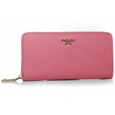 Prada Saffiano Zippy Wallet Ciemnoróżowy