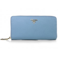 Prada Saffiano Zippy Wallet Jasnoniebieski