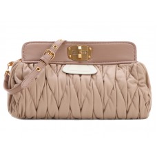 Miu Miu Matelasse Oversized Cabrio Clutch Beige
