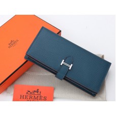 Hermes Epsom Original Calfskin Bearn Japonaise Dwustronny portfel składany w kolorze ciemnoniebieskim