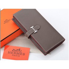 Hermes Epsom Original Calfskin Bearn Japonaise Dwustronny portfel ciemnoszary