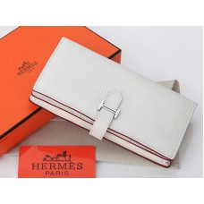 Hermes Dogon Togo Oryginalny portfel z cielęcej skóry Bearn Japonaise Bi-Fold w kolorze białym