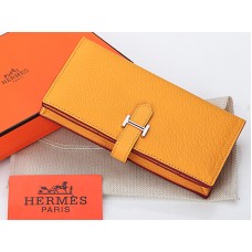 Hermes Dogon Togo Oryginalny portfel cielęcy Bearn Japonaise Bi-Fold w kolorze żółtym