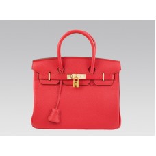 Hermes Birkin 30cm Clemence Rouge Vif ze złotymi okuciami
