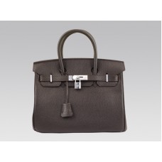 Hermes Birkin 30 cm Togo Skóra Czekoladowa Ze Srebrnymi Okuciami