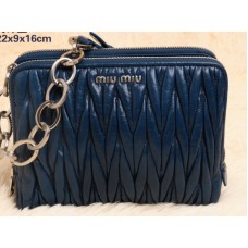 Miu Miu Glazed Matelasse Leather Mini Bag Shoulder Bag Blue