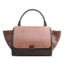 Torebka na ramię Celine Trapeze Multicolor Croc Leather Brown/Khaki/Suede Brown