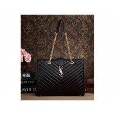Torba na zakupy Yves Saint Laurent Classic Monogram z czarnej pikowanej skóry jagnięcej