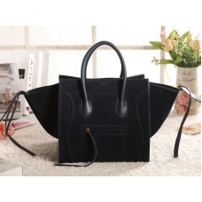 Torba Celine Luggage Phantom Square Tote Bag ze skóry zamszowej w kolorze ciemnoniebieskim