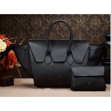 Torebka Celine Tie Nano z uchwytem u góry, skórzana, czarna