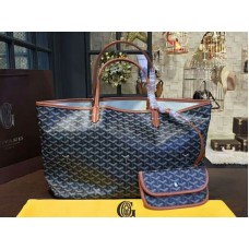 Goyard Goyardine Saint Louis Gm Czarny z brązowymi skórzanymi wykończeniami
