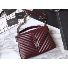 Saint Laurent Coll?Ge Medium w kolorze Matelass? Leather Burgundy