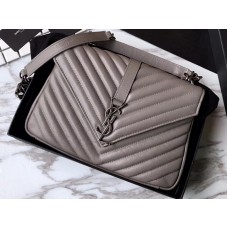Saint Laurent Coll?Ge Medium w kolorze Matelass? Leather Grey
