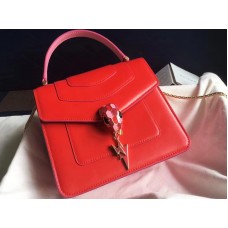 Bvlgari Flap Cover Serpenti Forever 18cm Calfski Pink And Red