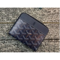 Goyard Chevron Mały Portfel Zapinany na Zamek Ciemnoniebieski