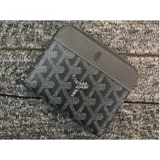 Goyard Chevron Mały Portfel Zapinany na Zamek Szary