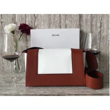 Celine Średnia Torba na Ramię z Ramą Calkin Burgundowo-Biała