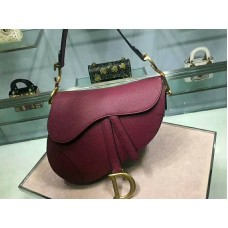 Torebka Dior Saddle Calfski Bag Gold Hardware Burgundy m0446l2