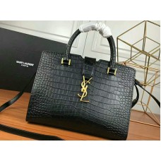 Saint Laurent Cabas Ysl Small w gładkiej skórze w kolorze czarnym
