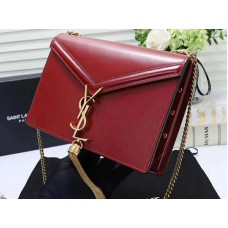 Torebka Saint Laurent Cassandra z zapięciem na monogram, skóra cielęca, czerwona