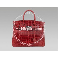 Hermes Birkin 35 cm czerwony imitacja krokodyla
