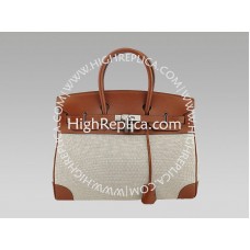 Hermes Birkin 35 cm Toile i skóra Togo w kolorze brązowym
