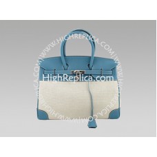 Hermes Blue Jean Togo i Toile Birkin 35