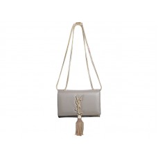 Torebka Yves Saint Laurent Mini Monogram z oryginalnej skóry khaki