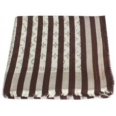 Szalik Louis Vuitton Monogram Cotton Stripes Coffee