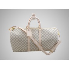 Louis Vuitton Damier Azur Keepall 55 z paskiem na ramię