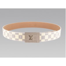 Pasek Louis Vuitton Damier Azur ze srebrną klamrą z logo