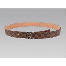 Pasek Louis Vuitton Initial Damier z czarną i srebrną klamrą