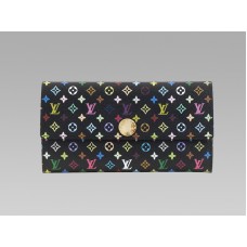 Wielokolorowy czarny portfel Sarah z monogramem Louis Vuitton w kolorze pistacjowym