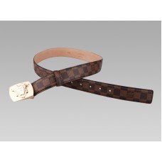 Pasek Louis Vuitton Ecusson Damier ze złotą klamrą