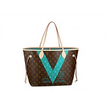 Monogram Louis Vuitton V Neverfull Mm Turkusowy