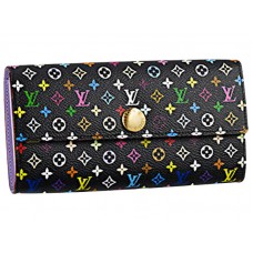 Wielokolorowy czarny portfel Louis Vuitton Sarah Violette