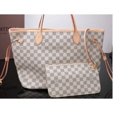Louis Vuitton Damier Azur Canvas Neverfull Mm Różowe baleriny n41605