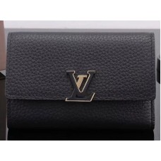 Kompaktowy portfel skórzany Louis Vuitton Taurillon Capucines Noir m62157